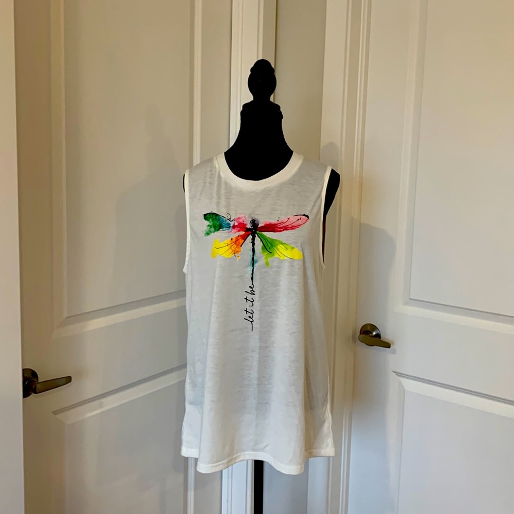 Dragonfly “Let it be” sleeveless top NWOT